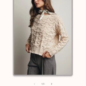 Forte Cream Textured Knit Sweater